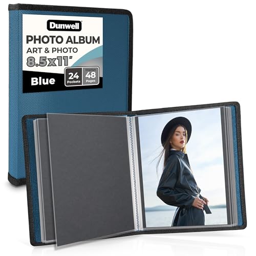 Dunwell Art Portfolio 8.5x11 Folder (Blue), Black Mounting Paper, Portfolio Binder for Artwork, 8.5 x 11 Art Folder, 24 Pockets Display 48 Pages, Acid-Free Poly Presentation Book - color: Cobalt Blue, size: 8.5x11" w/ BLK Paper