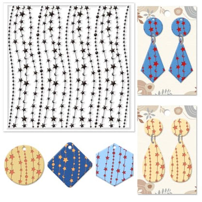 CHGCRAFT Stars Moon Polymer Clay Texture Sheets Silicone Texture Stamp Clay Texture Mat Modeling Pattern Pad Texture Sheets for Polymer Clay Jewelry and Clay Earrings Tools - style: Stars