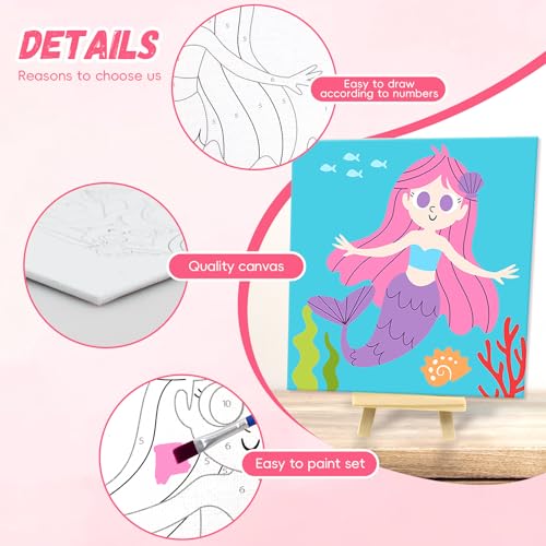 goldentime Kids Paint by Number Kits Including 6 Pre-Drawn Canvas for Painting, 6 Brushes 17 Paints and 2 Easels, Perfect Art Painting Kit, Arts and Crafts Painting for Kids Ages 8-12 - color: fantasy