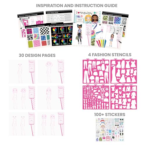 Fashion Angels I Love Fashion Sketch Portfolio, Includes Sketch Pad with Stencils & Stickers, Fashion Design Sketch Book for Girls, Ideal Drawing Kit for Kids - color: I Love Fashion