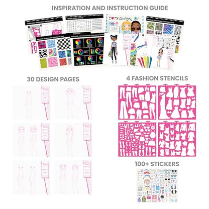 Fashion Angels I Love Fashion Sketch Portfolio, Includes Sketch Pad with Stencils & Stickers, Fashion Design Sketch Book for Girls, Ideal Drawing Kit for Kids - color: I Love Fashion