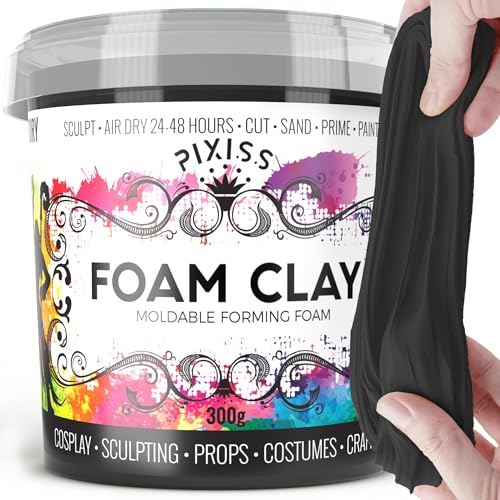 Foam Clay Air Dry Foam Modeling Clay - Cosplay Soft Clay for Slime Add Ins, Molding Clay for Sculpting with Eva Foam - 300 Gram Black Air Dry Clay - color: Black, size: 300g