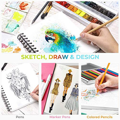 Ohuhu Mix Media Pad, 8.3" x 8.3" Mixed Media Art Sketchbook, 120 LB/200 GSM Heavyweight Papers, 62 Sheets/124 Pages, Spiral Bound Mix Media Paper Pad for Acrylic, Painting, Christmas Gift - size: 8.3" x 8.3"