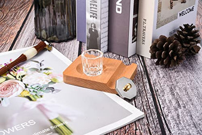 Yoption Wood Dip Pen Set, Calligraphy Oblique Nib Holder With Desktop Pen Holder, Ink Bottle Container and 5 Nibs Kit - color: Dip Pen Set