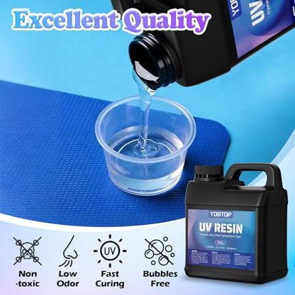 UV Resin 1000g,Advanced Formula UV Resin, Crystal Clear Odorless Hard Fast Curing for Jewelry Making, DIY Crafts, Coating & Casting - size: 1000g-1