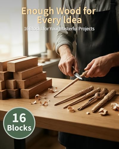 Basswood Carving Blocks for Beginners - 16Pcs 6" x 1" x 1" Soft Whittling Wood Blanks - Ready to Use for Crafts Adults Woodworking Projects - color: 16 PCS (6" x 1" x 1")