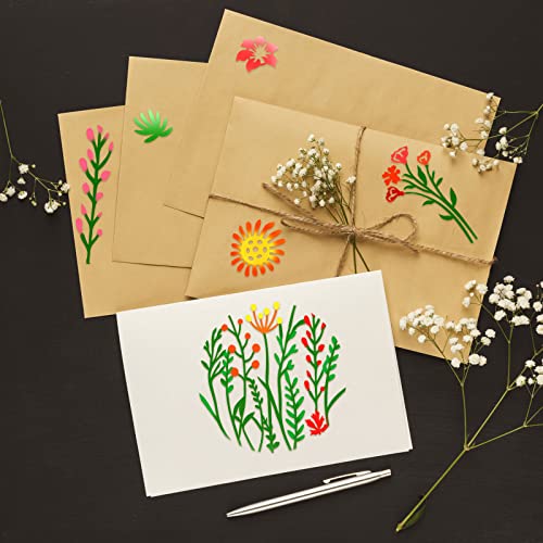 Marspark 20 Pieces Wildflower Stencils for Painting Template Flower Wall Stencils Reusable Spring Templates PET DIY Drawing for Painting on Wood Wall(Round Style) - style: Round Style