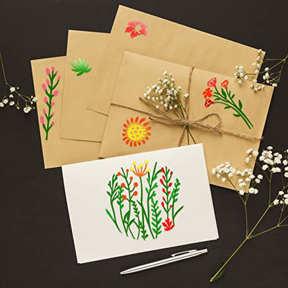 Marspark 20 Pieces Wildflower Stencils for Painting Template Flower Wall Stencils Reusable Spring Templates PET DIY Drawing for Painting on Wood Wall(Round Style) - style: Round Style