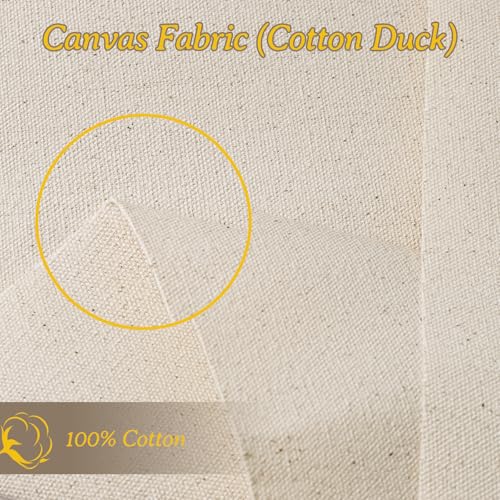 3 Yard 60" W Canvas Roll | 7oz Canvas Fabric Cotton Duck | Heavy Natural Fabric for Painting Arts & Crafts, Backings, Covers, Placemats