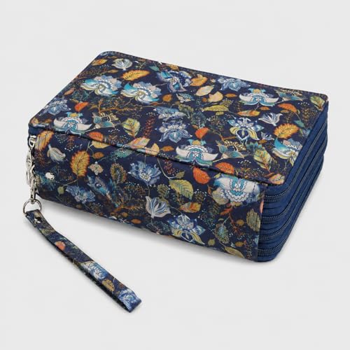 184 Slots Colored Pencil Case Organizer, 4 Layer Bag | Twill Oxford fabric, 187 elastic loops, detachable handle, for travel, home storage, drawing tools, creative gifts - color: Retro+Flower