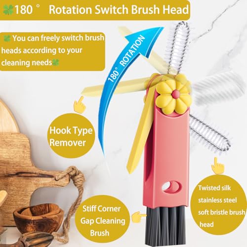 3 in 1 Cup Lid Cleaning Brush, Cup Lid Brush, Upgraded 3PCS Multifunctional Water Bottle Cleaning Brush, Home Kitchen Crevice Brush Tools for Tiny Cup Lid Detail, Bottle Tight Spaces Cup - color: Red Blue White(include Packaging Box)