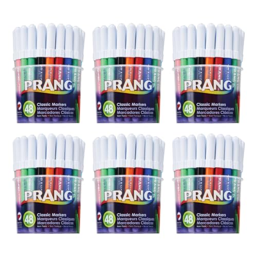 Prang Classic Art Markers, Bullet Tip, 12 Assorted Colors, 48 Markers/Pack, Case of 6 Packs - size: 48 Count (6-Pack)