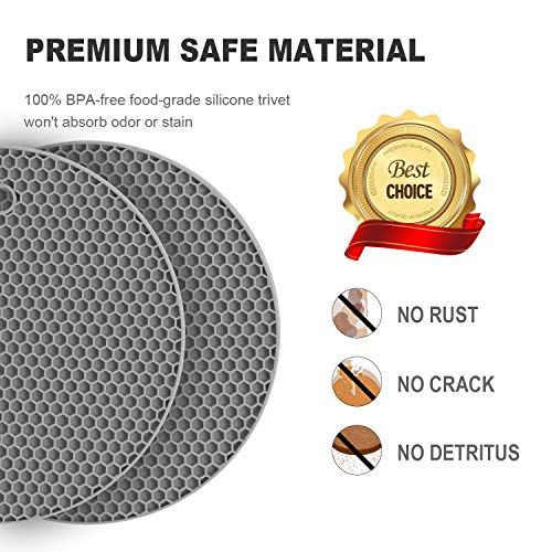 4 Pcs Trivets for Hot Dishes, Kitchen Heat Resistant Silicone Trivet, Extra Thick, Large, Non Slip (2. Gray) - color: 2. Gray