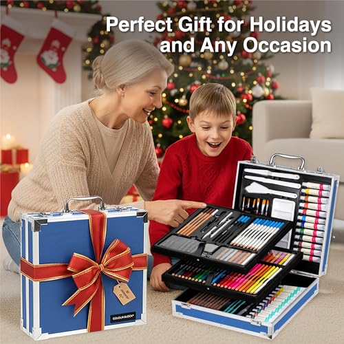 COLOUR BLOCK 151-Piece Professional Art Supply Set with Mixed Media, Paint Kit & Brushes in Aluminum Case, Complete Art Supplies for Adults, All Level Artists, Travel Art Set