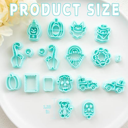 Tainsky Halloween Polymer Clay Cutters for Earrings Making, 19 Shapes for Fall Jewelry Clay Cutters (B) - color: Set B