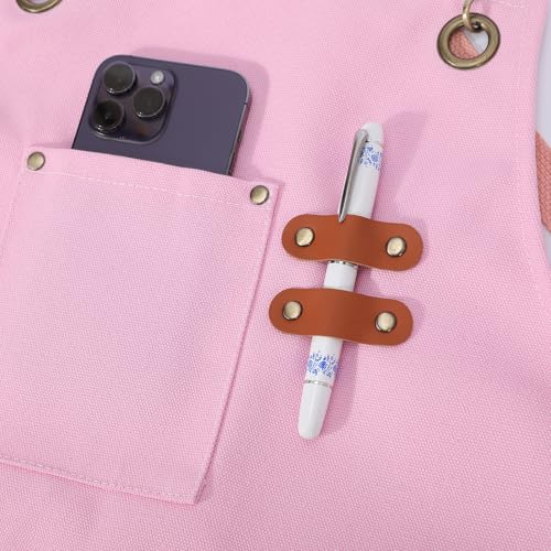 AFUN Aprons for Men Women with Large Pockets, 16-Ounce Cotton Canvas Cross Back Apron - color: Light Pink