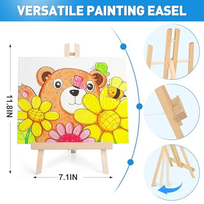 ESRICH Acrylic Paint Canvas Set, 78 Pcs Professional Painting Supplies Kit with 3 Wood Easel, 3 * 12Colors, 3 * 10 Brushes,Circular Canvas Etc, Premium Paint Kit for Kids, Artists and Beginner - color: 36Color