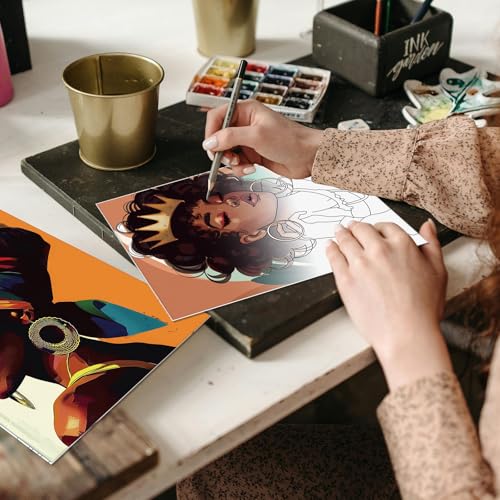 Sherr 24 Pcs Pre Drawn Canvas for Painting Adult Pre Printed Canvas Bulk Sip and Paint Kit Stretched Panels Paint Set for Theme Valentine Painting Night Party Favor(Afro Lady,8 x 10 Inch) - size: 8 x 10 Inch, style: Afro Lady