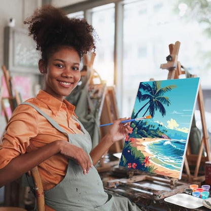 Zhanmai 72 Pcs 12 Sets Sip and Paint Kit Pre Drawn Canvas for Painting 8" x 10" Paint Party Canvas Painting Pre Printed Canvases for Party Favor DIY Virtual Adult's Date Night(Hawaii Landscape) - style: Beach Scenery