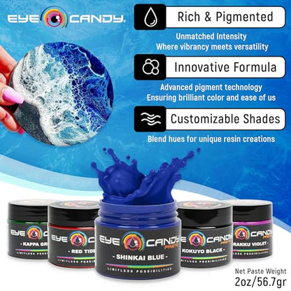Eye Candy Resin Pigment Paste – Highly Pigmented Epoxy Color, 2 oz, Solid Non-Metallic, Mixable for Custom Shades (Shinkai Blue) - color: Shinkai Blue