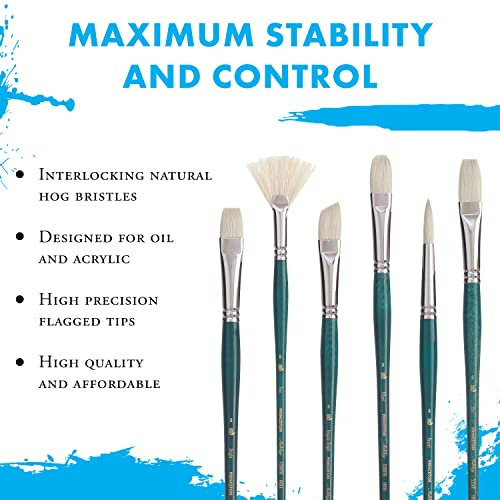 Princeton Ashley Bright Brush, Natural, Long Handle, Size 2, 1 Count - color: Blue Green, size: Size 2