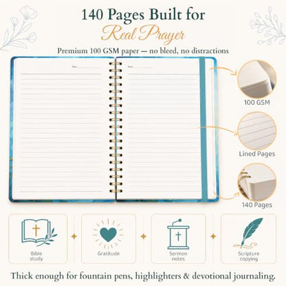 Hardcover Blank Spiral Christian Notebook – 140 Quality Pages | Lined Pages with Bible Verse Cover – Inspirational Writing Notebook for Bible Study, “Her Worth Is Far Above Rubies" - color: Rubies