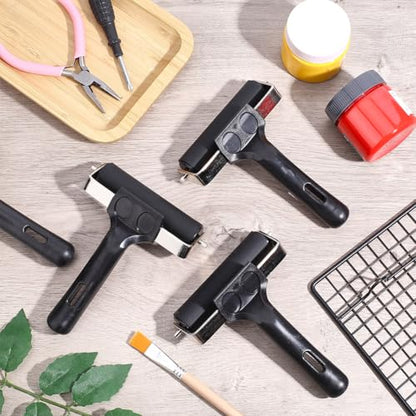 WEBEEDY 6 Pcs Black Rubber Brayer Rollers, 4.2 Inch Ink Roller Brayer Rollers for Crafting Inking Gluing Printmaking Stamping Wallpaper Scrapbooks Christmas DIY Art Craft Projects Home Decor