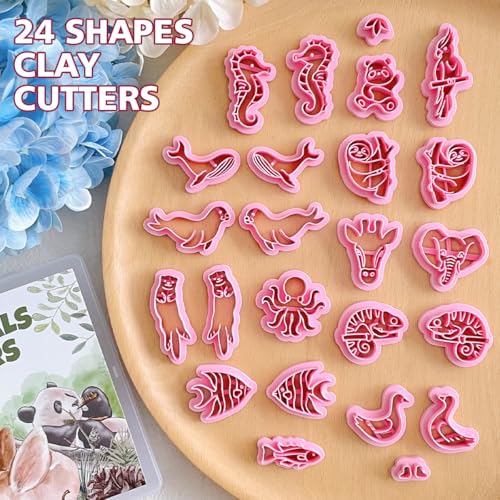 Keoker Animals Polymer Clay Cutters, 24 Shapes Ocean Animals Clay Earring Cutters for Polymer Clay Jewelry - color: All Color