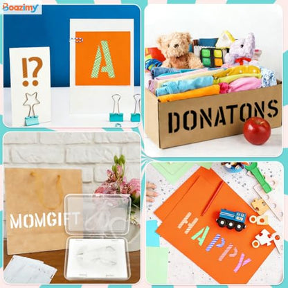 2.5 Inch 42 Pcs Reusable Letter Number Symbol Stencils, Plastic Painting Templates for Wood Wall Fabric Rock Chalkboard Signage School Door Porch DIY Art Craft Decoration Projects - size: 2.5 inch（White）