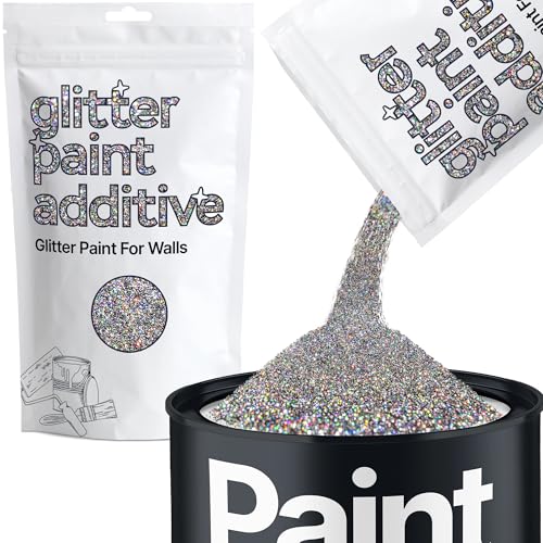 Gun Metal Grey Holographic Glitter Paint Additive for Walls 100g / 3.5oz | Glitter Additive Sparkle for Interior & Exterior Wall Paint, Furniture, Varnish | Hemway - color: Gun Metal Grey Holographic