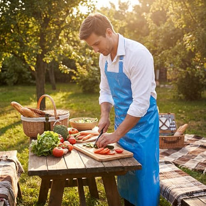 Nanxson TPU Waterproof Apron Lightweight Work Apron with Adjustable Buckle | Liquid Resistant,Neck buckle design,Easy to clean,Unisex,Butcher Apron for Dishwashing Grooming,Halloween - color: Blue