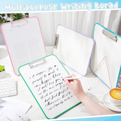 Seajan 4 Set Writing Slant Board with Stand, 15°-75° Desktop Whiteboard Dry Erase Clipboard 12x9 Inch Portable Reusable Handwriting Practice Teacher Office Supplies for Reading Drawing Studying