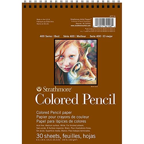 Strathmore 400 Series Wire Bound Colored Pencil Pad, 100 lb. Paper, 6 X 8 inches, 30 Sheets (477-6) - size: 6x8