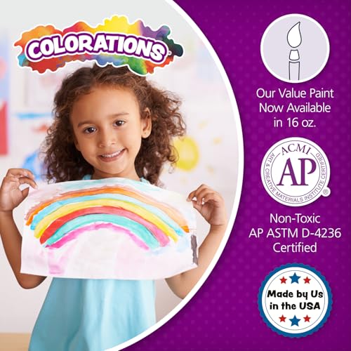 Colorations Paraben-Free Tempera Paint for Kids - Blue, 16 Ounce Bottle, Non-Toxic and Made in The USA - color: Blue