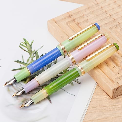 Jinhao 82 Acrylic Fountain Pen, Iridium Fine Nib with Ink Converter, Macaron Peach Pink Contrast Color Classic Design Smooth Writing Pen (Gold Trim) - color: Peach Pink, style: Fine (0.5 mm)