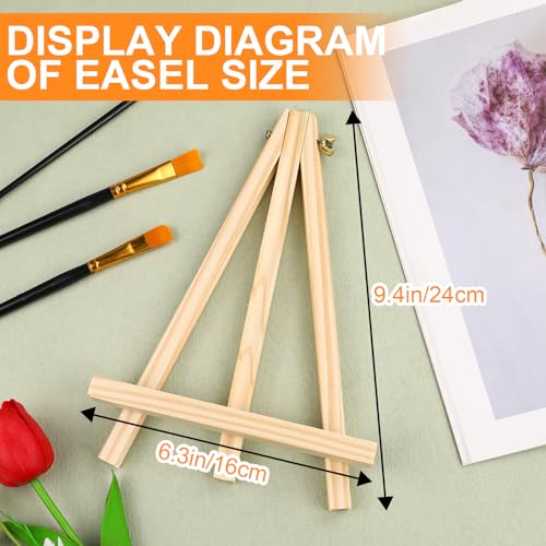 ESRICH 16 Pack 9 Inch Wood Easels, Easel Stand for Painting Canvases, Art and Crafts, Tripod, Painting Party Easel, Kids Student Tabletop Easels for Painting, Portable Canvas Photo Picture Sign Holder - style: 16