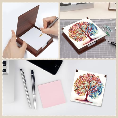 Diamond Painting Kit memo Box, Diamonds Art DIY Four Seasons Tree Patterns Sticky Note Box Special Shape Drill, with 160 Sticky Note, Ideal for Home Office Supplies, Handicrafts, Holiday Gifts - color: Four Seasons Tree
