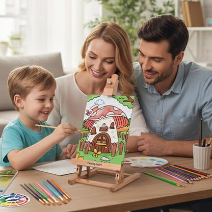 Falling in Art 52Pcs Acrylic Paint Set with Table Easel, Art Painting Kit with Acrylic Paints, Canvas Panels, Paintbrushes, Canvas Supplies Kit for Kids, Adults, Beginners, and Artists, Green - color: Green