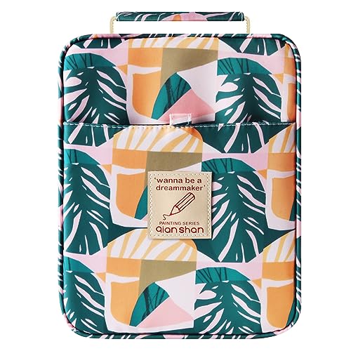 qianshan Pencil Case Holder Slot - Holds 202 Colored Pencils or 136 Gel Pens with Zipper Closure - Large Capacity Pen Organizer for Watercolor Pens or Markers - Perfect for Artist.Large Leaves - color: large leaves