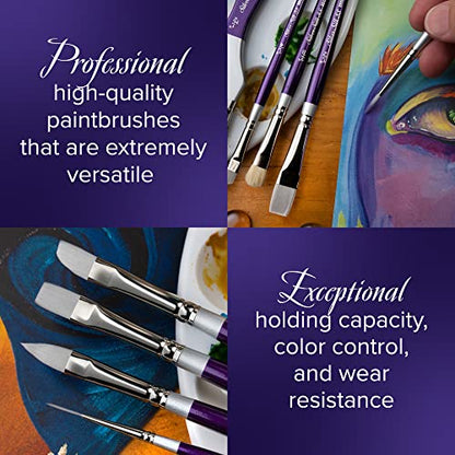 Silver Brush Limited 8801-8 Silver Silk 88 Flat Paintbrush for Acrylic, Watercolor, Gouache, Inks, & Dyes, Size 8, Long Handle - size: Size - 8