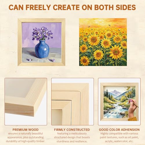 6 Pack Blank Wood Panel Boards, Unfinished Wood Canvas Panels for Crafts, Painting Canvas, DIY Art Projects, Pouring, Arts Use with Oils, Acrylics (10 * 12inch) - size: 10*12inch