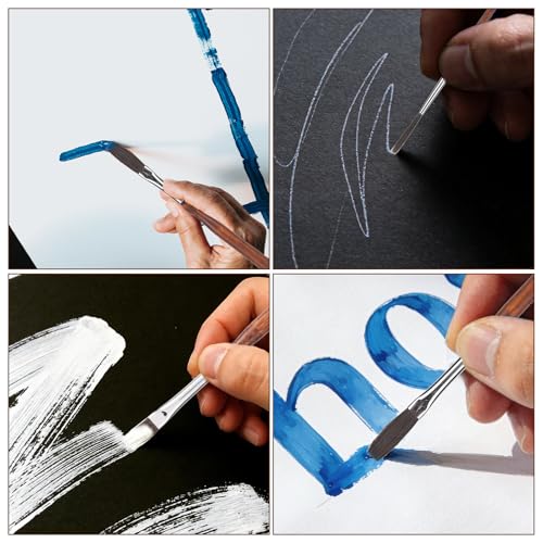Penitue 6pcs Pinstriping Brush, High-Performance Pinstripe Lettering Paint Brush Kit Set with Dagger Flat-Tipped Sword-Shaped Long Cat-Tongue & Liner Brushes for Fine Lines & Decorative Painting