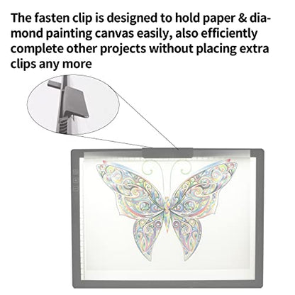A4 Wireless LED Light Pad with Carry Bag, Innovative Stand and Top Clip, TOHETO Rechargeable Light Box Stepless Dimmable and 6 Levels Brightness Cordless Light Board for Tracing Weeding Vinyl (Grey)