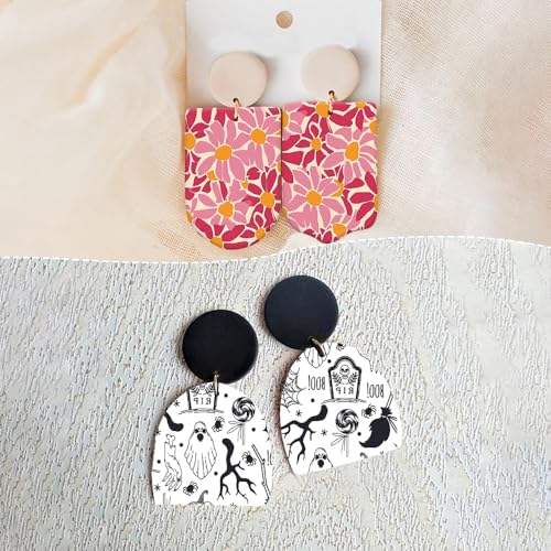 24 Sheets Transfer Paper for Polymer Clay,Love Halloween Theme Red Flower 4 Different Gradient Background Print Polymer Clay Transfer Paper for DIY Art Jewelry Earrings Making 5.82X3.93 inch - color: 4 Patterns Sets