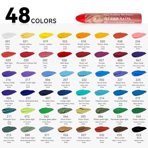 Paul Rubens 48 Vibrant Colors Oil Pastel Set 60g Extra Large White Oil Pastels Set (Pack of 2)