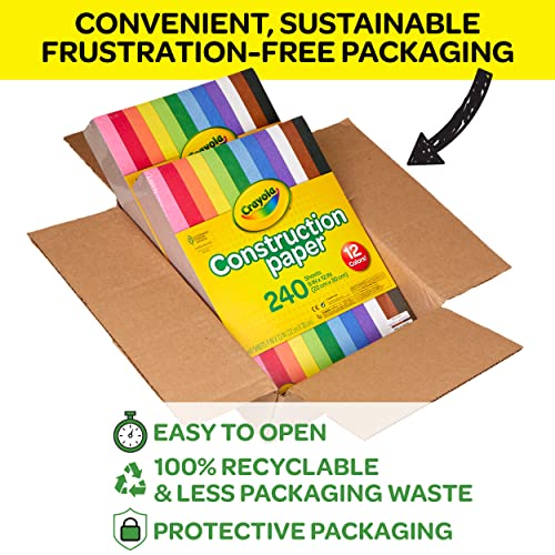 Crayola Construction Paper Bulk Pack (480 Sheets) – 10 Assorted Colors, 9x12, Teacher School Supplies & Classroom Must Haves, Card Making Craft Supplies, Art Paper