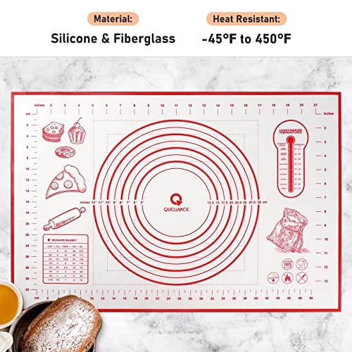 Silicone Pastry Baking Mat Dough - 16x24Inch Large Non Stick Slip Cookie Bread Rolling Mats Sheet, Kitchen Counter Kneading Cooking Board Pad Matt with Measurement for Pie Pizza Cookies Fondant Making - color: Red, size: 24"L x 16"W