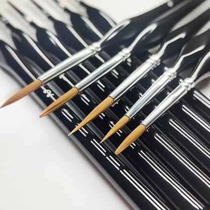 11PCs Miniature Detail Paint Brushes Set with Triangular Handles, Made Nylon bristles. Ideal for DIY Projects Including Watercolor, face Painting, Acrylic, Oils, Paint by Numbers, 40K(Black)
