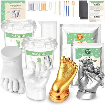 Sortnic Baby Casting Kit Hands and Feet Mold (4 Pack), Newborn Hand Footprint Baby Keepsake, 3D Plaster Hand Mold Casting Kit for Babies 0-9 Months, First Time New Mom Gifts, Baby Shower Birthday Gift