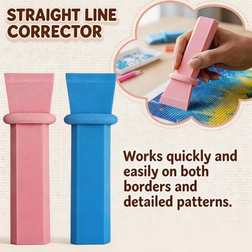 3Pcs Diamond Art Straightening Tool Set,with 1 Gradient Color Diamond Art Roller, Ideal for Craft Enthusiasts and Beginners(Blue and Pink)